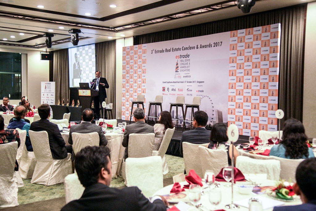 Sudhir Nair, Director – CRISIL addressing the audience at Estrade Real Estate Conclave & Awards 2017, Singapore